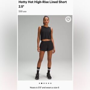 Lululemon Hotty Hot High-Rise Lines Short 2.5” black